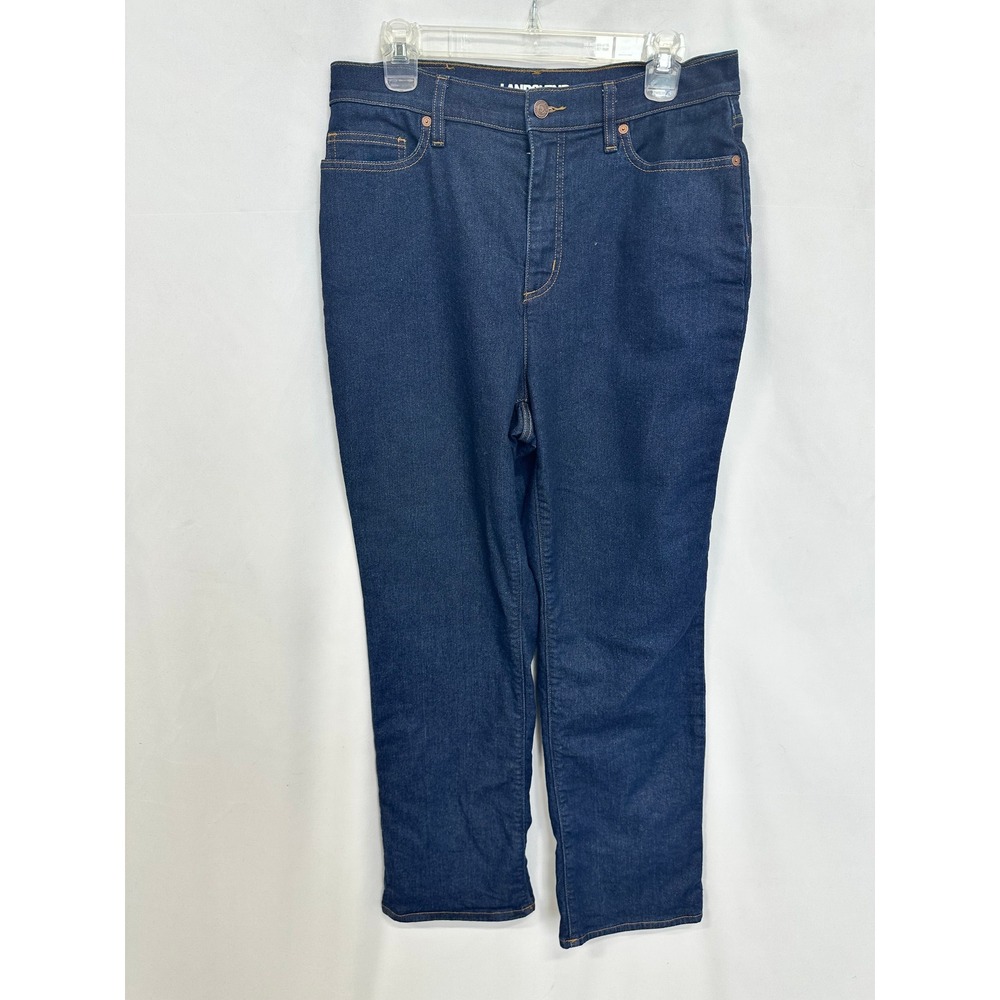 Lands End Women's Sz 12 Red‎ Flannel Lined Bootcut Jeans Denim Cabincore Rugged